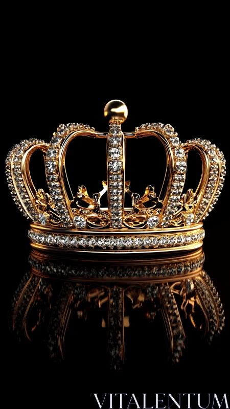 Regal diamond crown rendered in luminous gold detail.