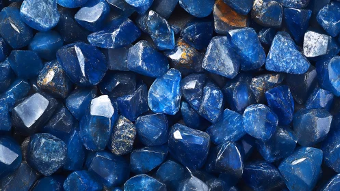 Sapphire tide of polished blue stones in a glittering drift.
