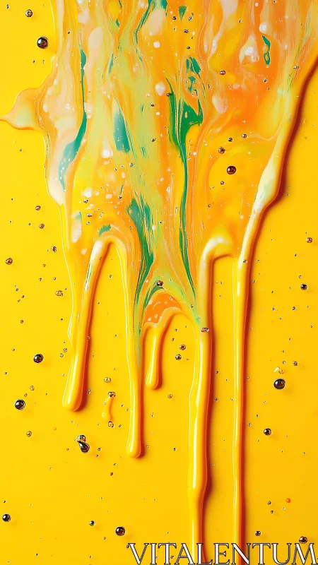 Sunlit paint rivers melting down a citrus-bright canvas.