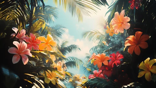 Tropical Bloom Cathedral: Where Petals Meet Paradise.