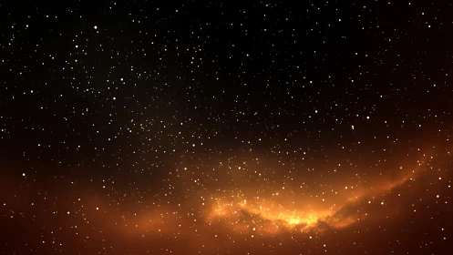 Galactic embers curl upward, painting the star-dusted dark