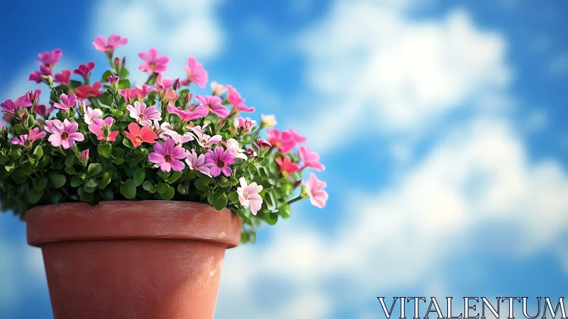 Petals of Paradise: Pink Blooms Dance Against Azure Skies