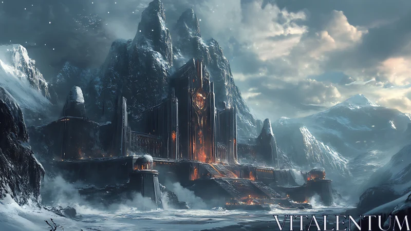 Ember citadel carves molten runes into the frozen mountain night