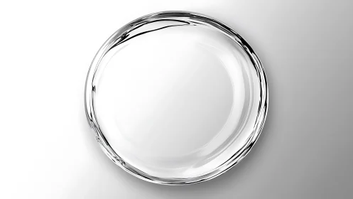 Circular transparent glass form is rendered on neutral field