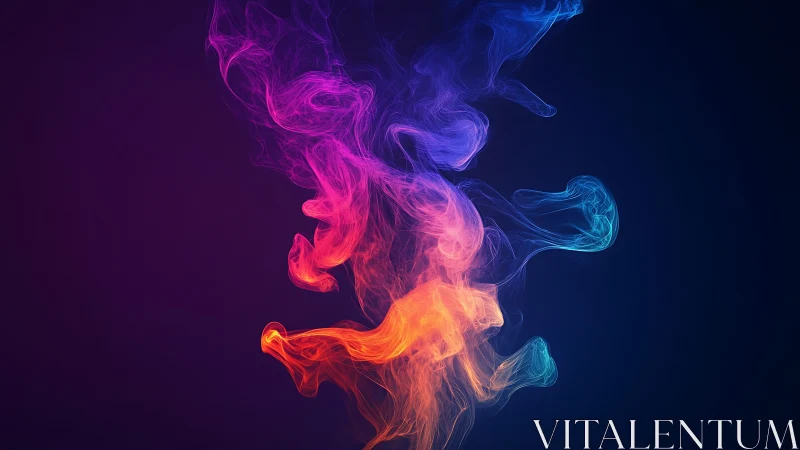 Multicolored smoke plumes on dark gradient background.