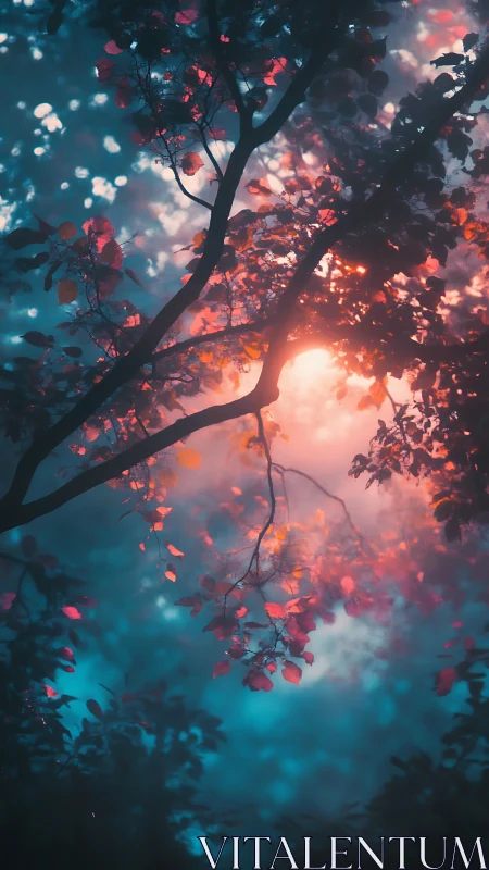 Dusklit branches cradle a secret ember of twilight sun