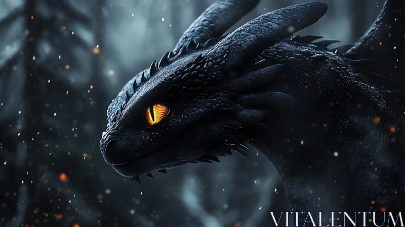 Cinematic dragon portrait in high-contrast digital rendering.
