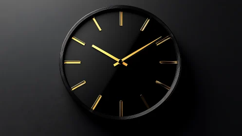 Golden wall clock casting a calm, modern glow on time.