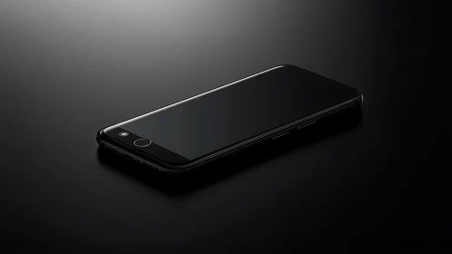 Black smartphone positioned at 45-degree angle on dark surface