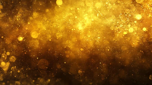 Abstract golden bokeh background with shimmering glitter effect.