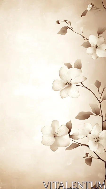 Elegant White Blossoms Dancing in Sepia Tones