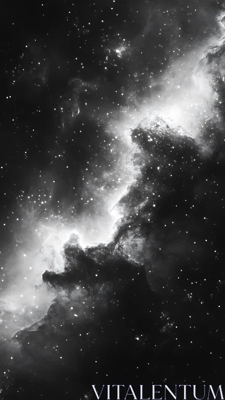 Monochrome emission nebula with dense stellar diffusion field.