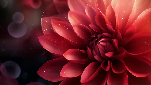 Luminous Dahlia with Bokeh: Ethereal Digital Floral Composition.