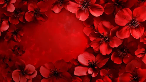 Red Floral Composition with Layered Petals and Dramatic Chiaroscuro Depth