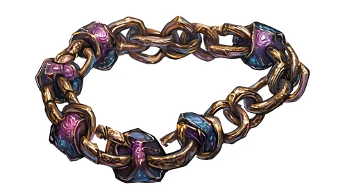 Runespun chain bracelet of molten gold and nebula gems.