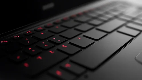 Sleek black keyboard glows with soft red backlit accents