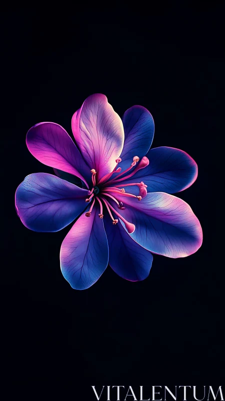 Luminescent Gradient Flower Blooming in Neon Hues Against Black.