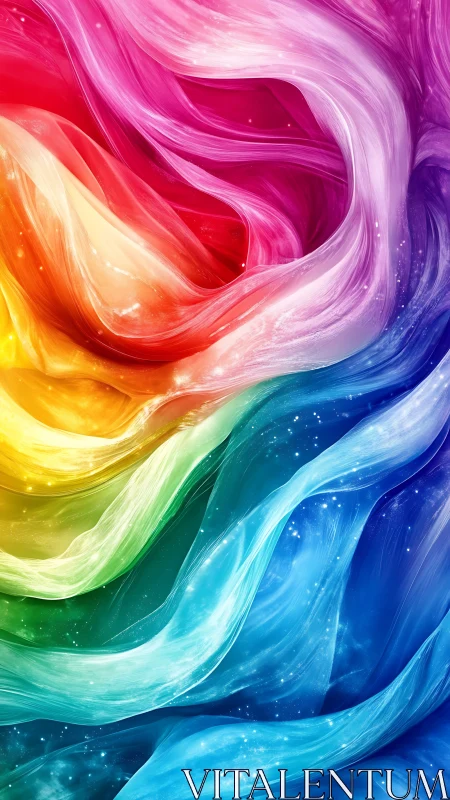 Silken rainbow currents swirl through a starlit dreamscape.