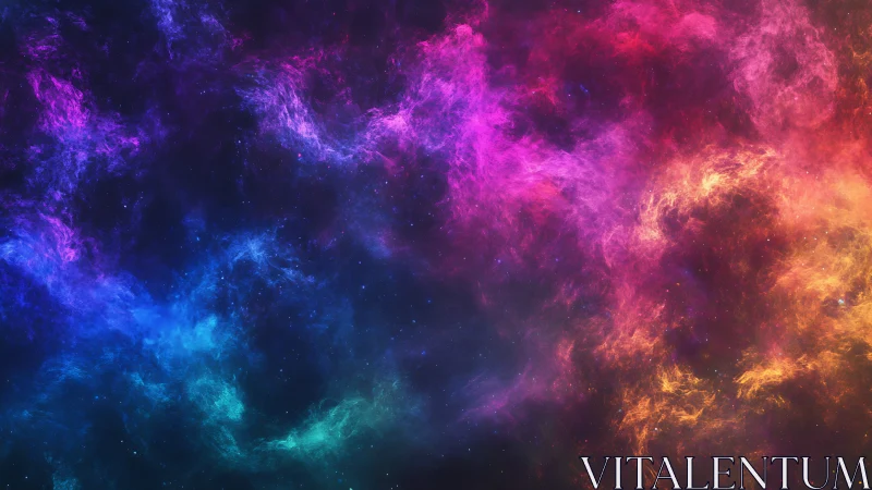 Nebula whirlpools in prismatic night, quietly colliding.