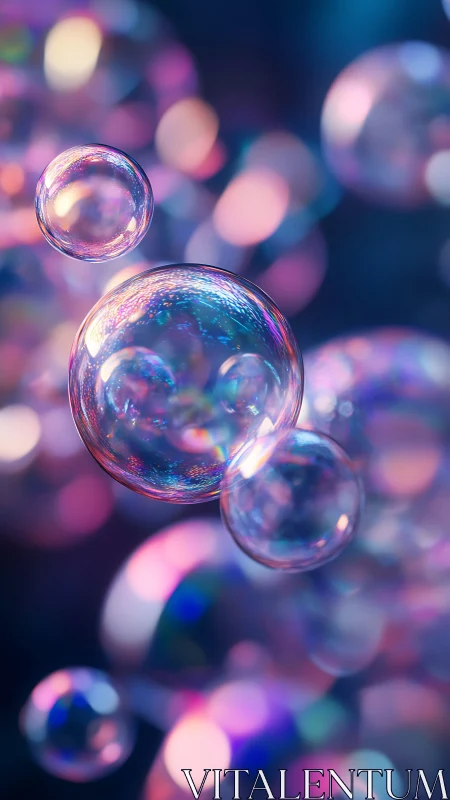 Prismatic soap bubbles drifting through neon dreamlight.