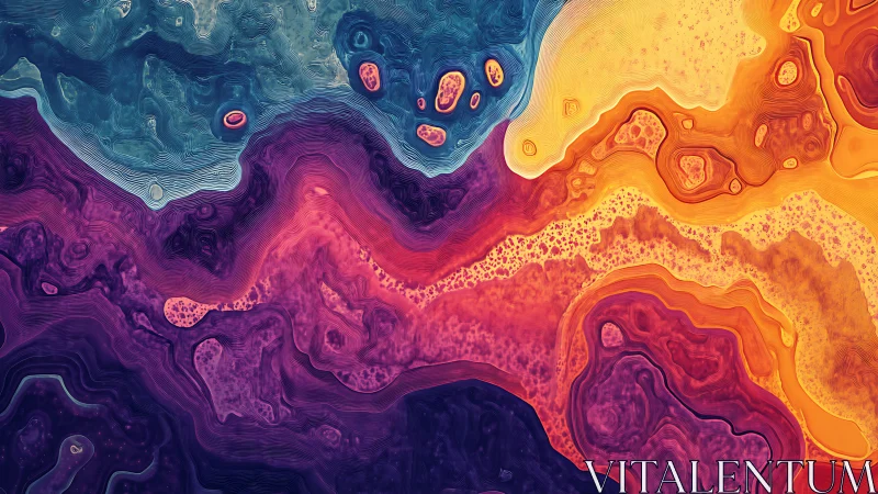 Multicolor layered abstract topographic pattern study.