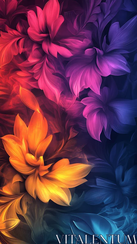 Colorful abstract floral waves with layered gradient petals.