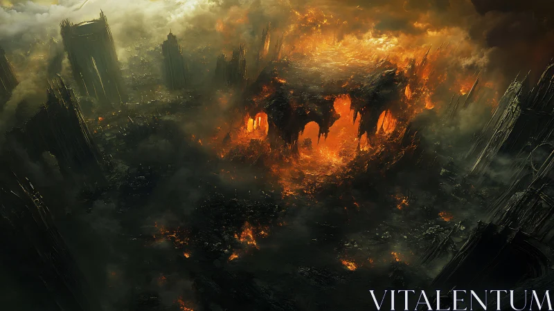 Apocalyptic City Engulfed in Flames and Catastrophic Destruction