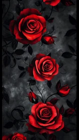 Crimson Roses Bloom Against Storm: Digital Floral Canvas.