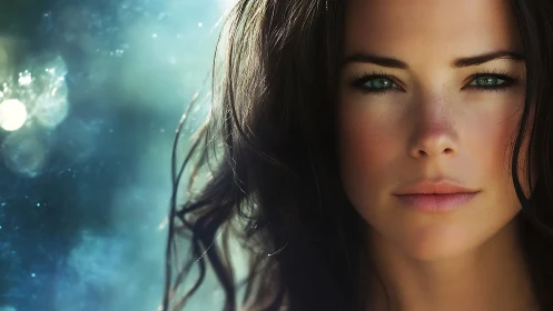 Quiet starlit gaze beside soft teal morning light.