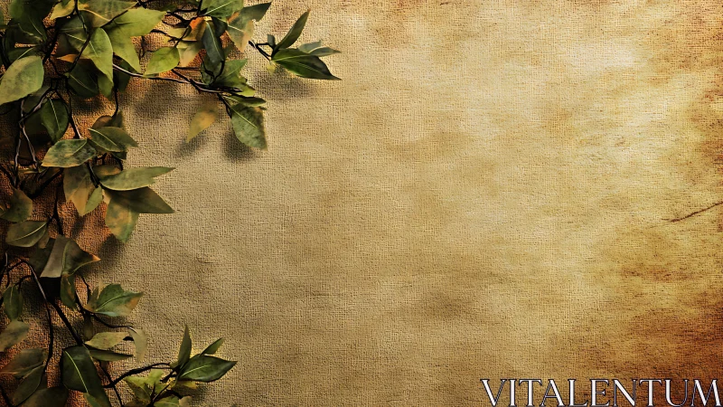 Vintage canvas backdrop with trailing green ivy border.
