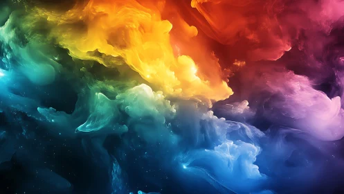 Spectrum nebula clouds form a dynamic chromatic vortex field