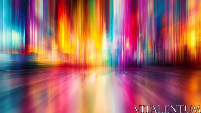 Vibrant Abstract Cityscape with Blurred Neon Lights, Modern Art Style.