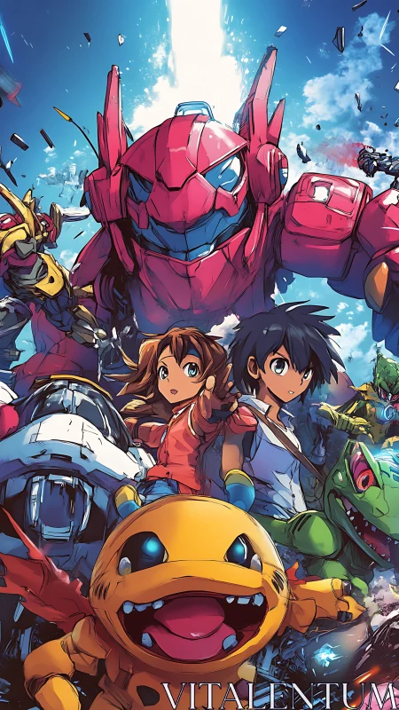 Color-charged heroes and mechs racing into skybright adventure.