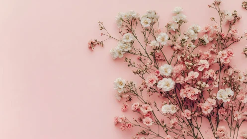 Delicate Carnation Floral Arrangement Against Soft Pink Minimalist Background Study