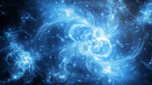 Fractal stellar nebula with luminous plasma filaments in blue