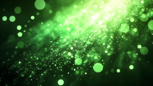 Vibrant green abstract bokeh light burst in digital art style.
