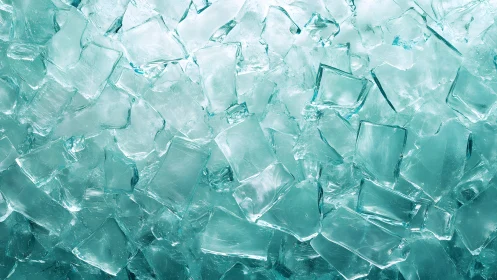 Pile of Clear Ice Cubes in Close-Up, Cool and Refreshing Style.