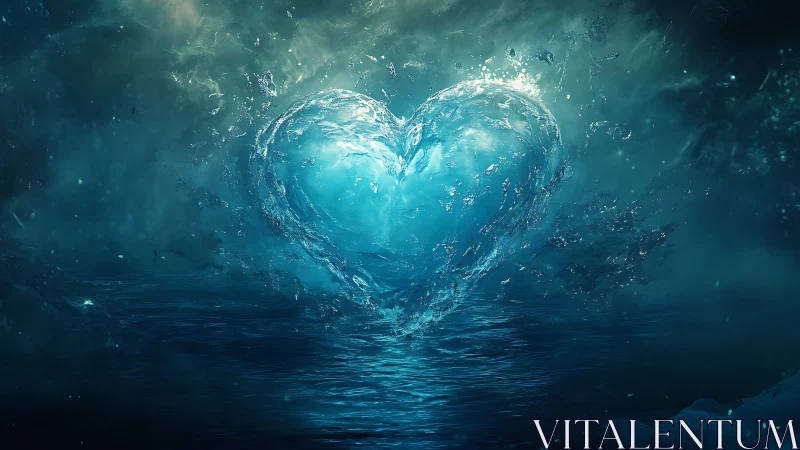 Water Heart Formed by Underwater Splash and Light.