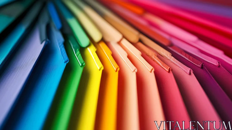 Colorful fan of painted panels in a joyful rainbow arc.