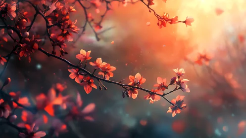 Incandescent Petals Dance Against the Glowing Void