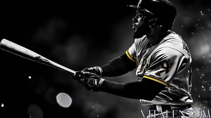 Baseball slugger locks gaze on soaring night drive shot