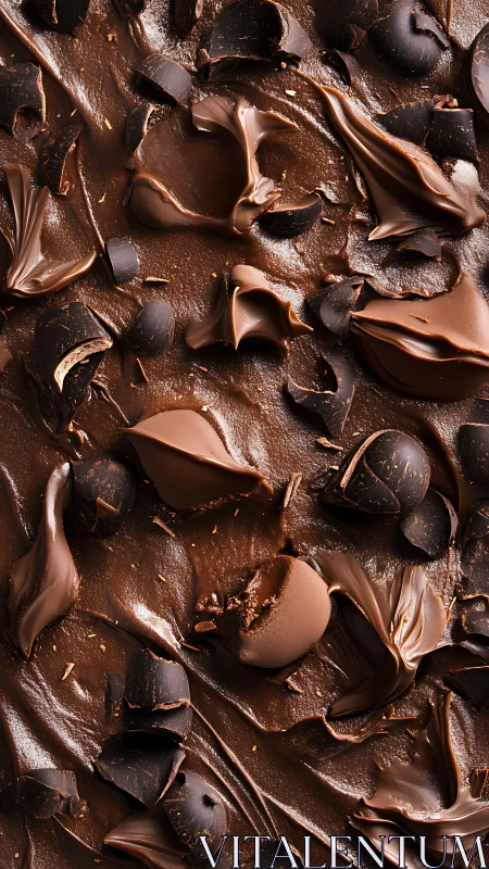 Swirls of molten chocolate chaos with glossy truffle constellations.