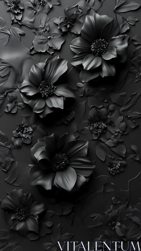 Monochromatic Floral Relief in Three-Dimensional Shadow.