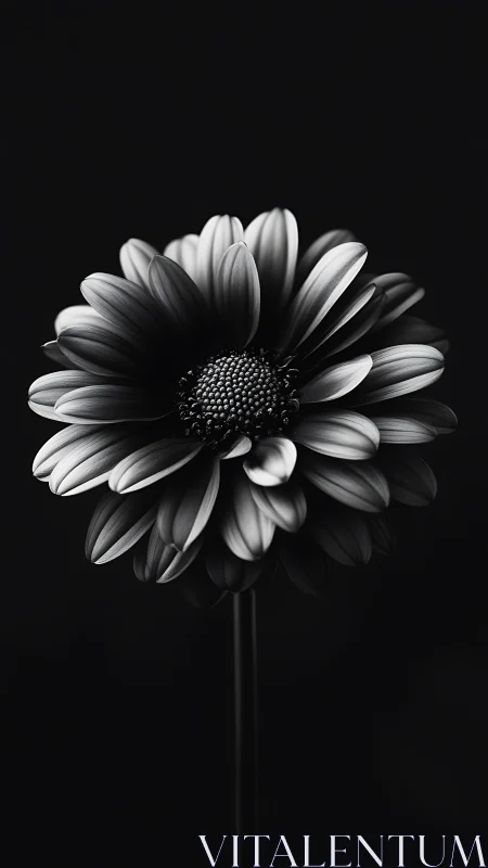 Delicate Daisy Unfolds in Striking Black and White