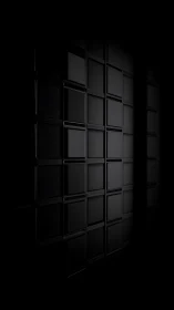Midnight grid of glossy black panels in cinematic shadow play.
