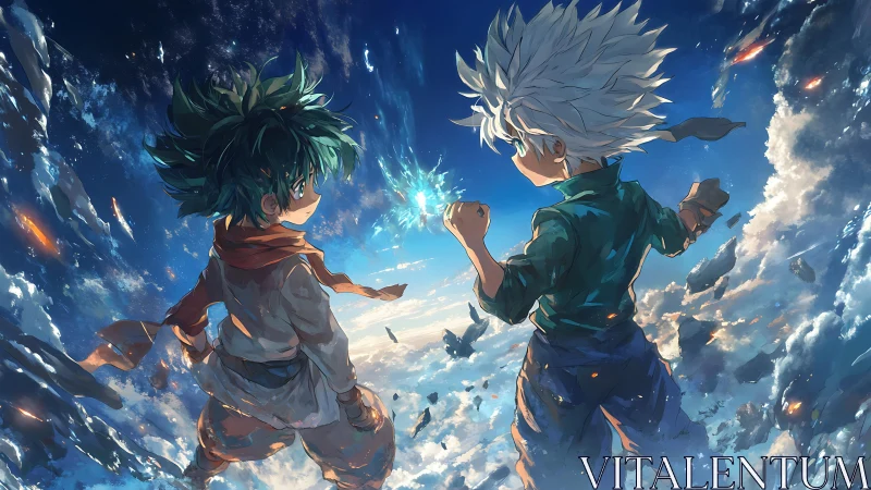 Skybound rivals ignite power above a shattered cloud world.