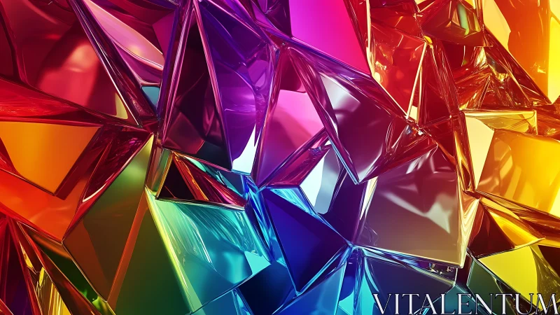 Colored refractive polygons form overlapping angular surfaces