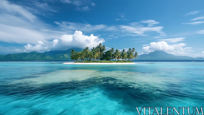Tropical Paradise Island Surrounded by Turquoise Waters.