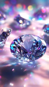 Heart-cut diamond under prismatic bokeh lighting renders spectral fire