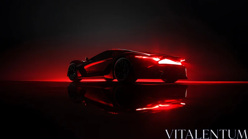 Midnight hypercar carves neon red echoes through darkness